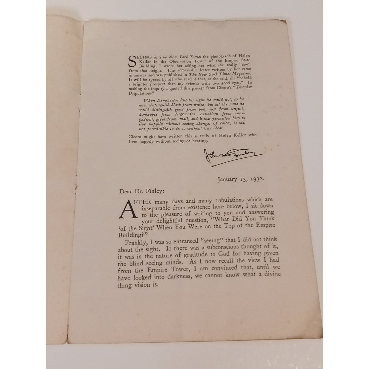1932 Helen Keller Empire State Building NY Brochure Ephemera Times Wide Photo