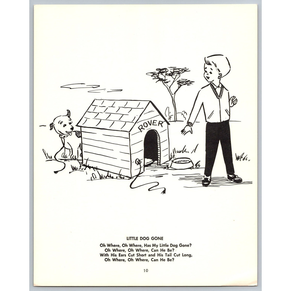 Vintage Dog Little Dog Gone Black & White Art Print Unframed Page