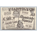 1931 Capitol Theater Chicago Movie Ad Eddie Cantor Palmy Days Homicide Squad