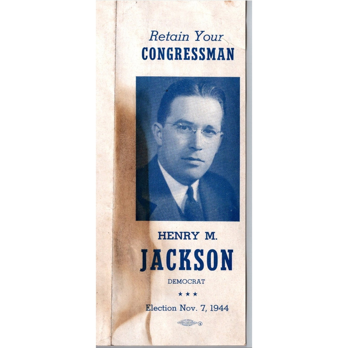Henry M Jackson 1944 Congressional Election Campaign Flyer Brochure Washington