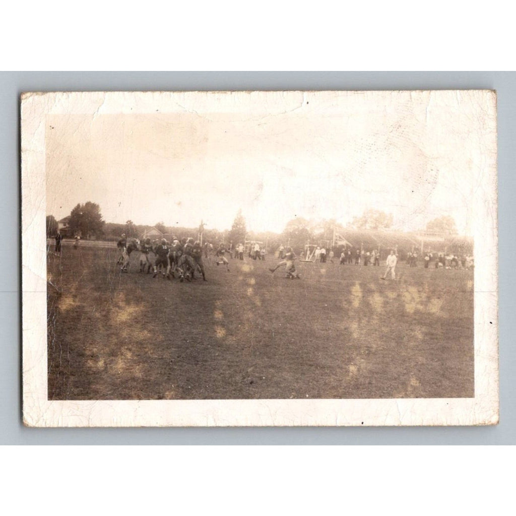 Football Game 1940s 50s Snapshot Photograph Action Sports Americana Elyria Ohio