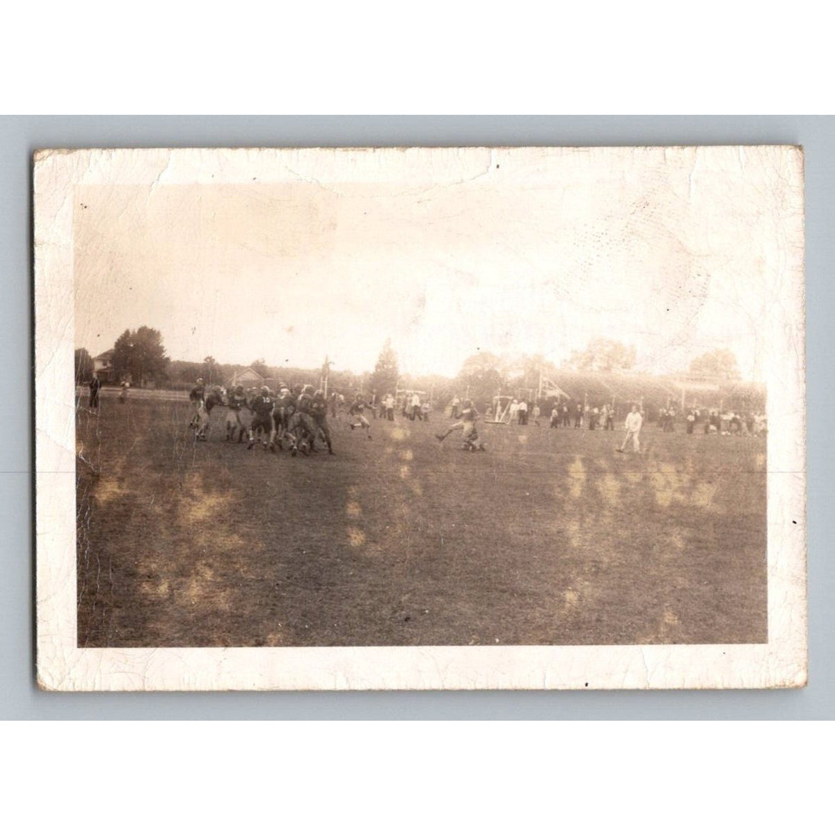 Football Game 1940s 50s Snapshot Photograph Action Sports Americana Elyria Ohio