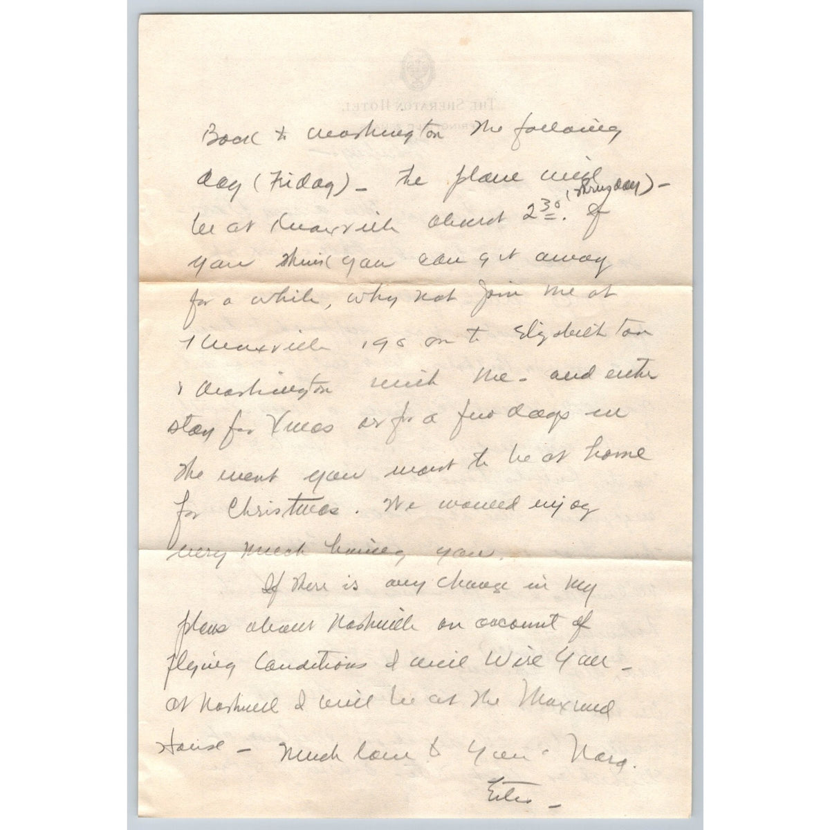 1949 Signed Estes Kefauver Hand Wrote Personal Letter To Dad Sheraton Hotel