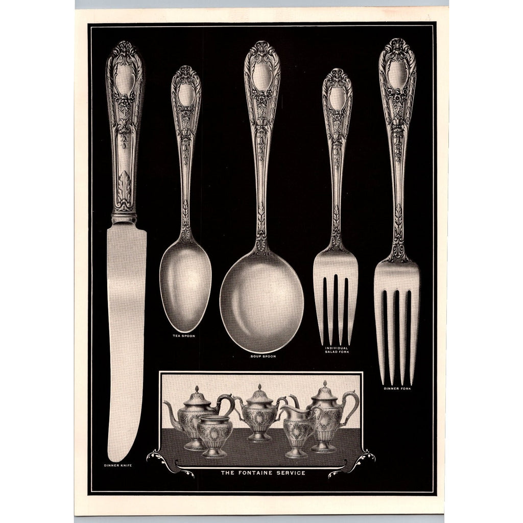 1930s FONTAINE INTERNATIONAL STERLING Silverware Print Advertisement Art Deco