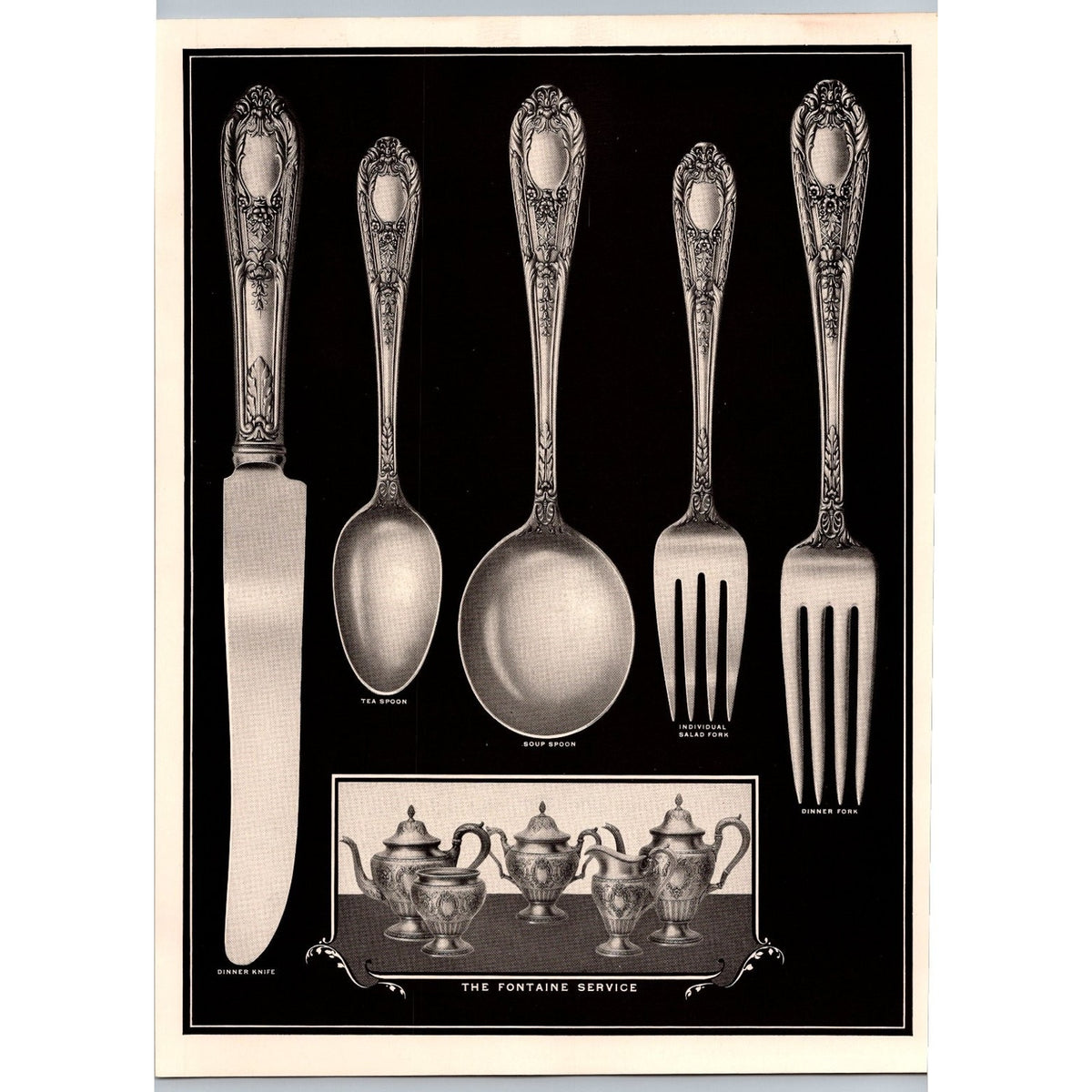 1930s FONTAINE INTERNATIONAL STERLING Silverware Print Advertisement Art Deco