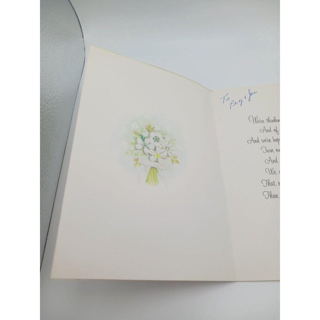 Vintage Gibson Wedding Greeting Card Our Wedding Wishes Cake M2874 USA