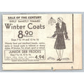 1930s Boston Store Newspaper Ad Girls Winter Coats Junior Deb Frocks Fashion