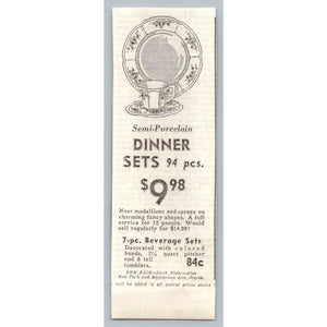 Vintage 1933 The Fair Chicago Porcelain Dinnerware Beverage Set Ad Ephemera Rate