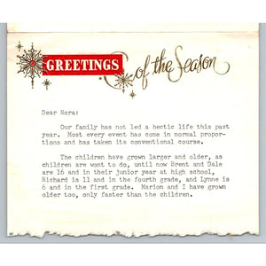 1958 Christmas Letter Card D R Trevithick Postmaster Family History Ephemera