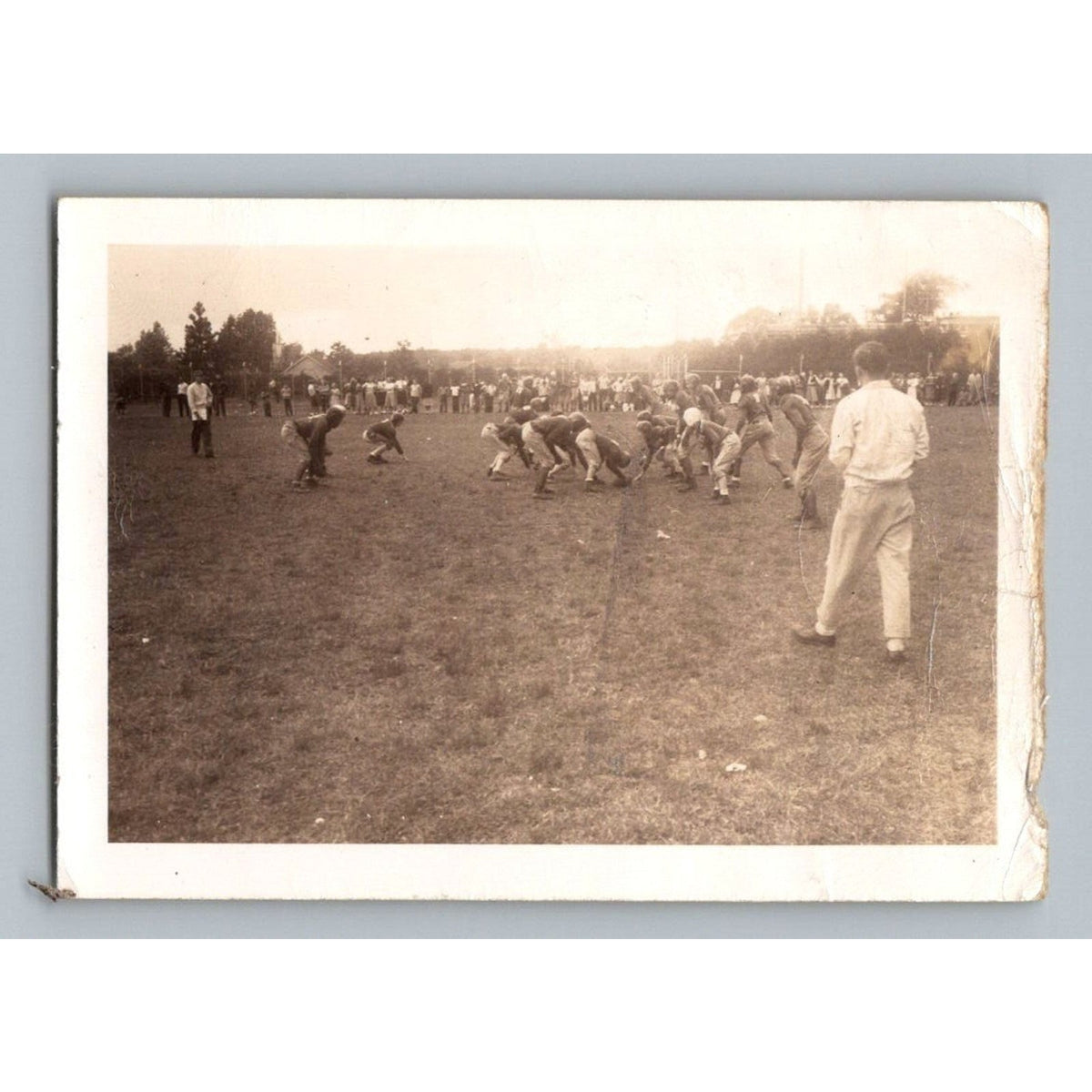 Football Game 1940s-1950s Snapshot Photograph Vintage Sports Americana Elyria OH