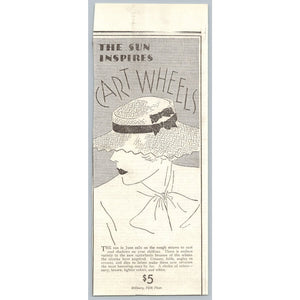1930s Fashion Advertisement Cartwheel Hat Millinery Ephemera Art Deco Woman