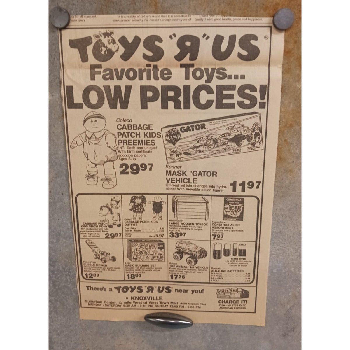 1980s Toys R Us Knoxville Newspaper Ad Cabbage Patch Kids M.A.S.K. Retro Toy