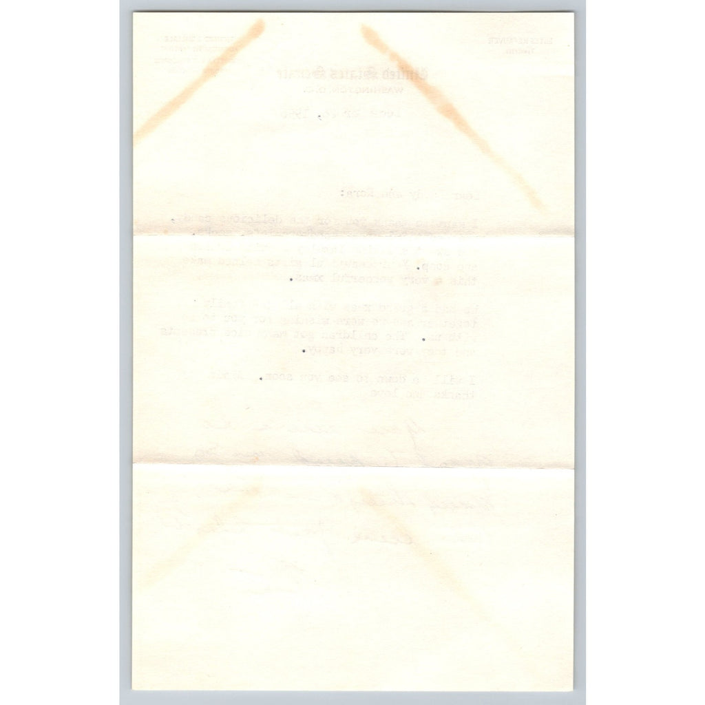 1956 Signed Estes Kefauver Senate Letterhead Personal Letter To Dad Handwritten
