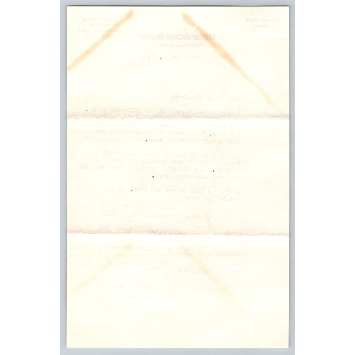 1956 Signed Estes Kefauver Senate Letterhead Personal Letter To Dad Handwritten