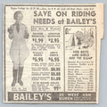 1930s Bailey's Horse Riding Gear & Camp Supplies Chicago Newspaper Ad Ephemera