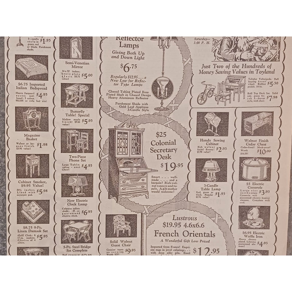 1931 Chicago Tribune Hartman's Christmas Ad Santa Land Toyland Furniture