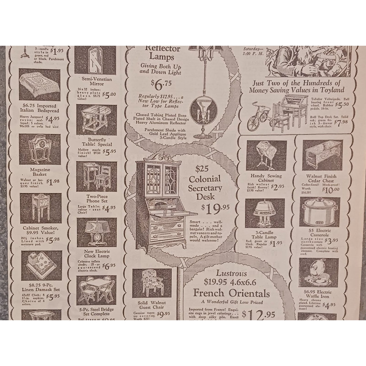 1931 Chicago Tribune Hartman's Christmas Ad Santa Land Toyland Furniture