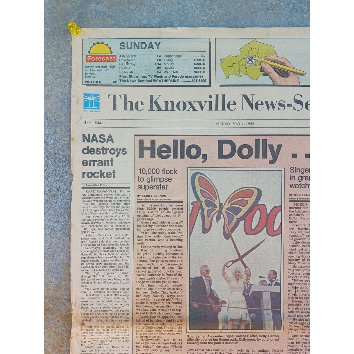 RARE 1986 Dollywood Grand Opening Newspaper Article Dolly Parton Pigeon Forge TN
