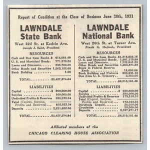 1931 Lawndale Banks Chicago Financial Report Ephemera Great Depression Era Ad