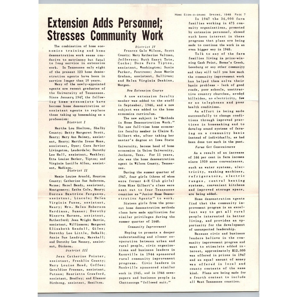 1948 University of Tennessee Home Economics Alumni Newsletter & Envelope UT
