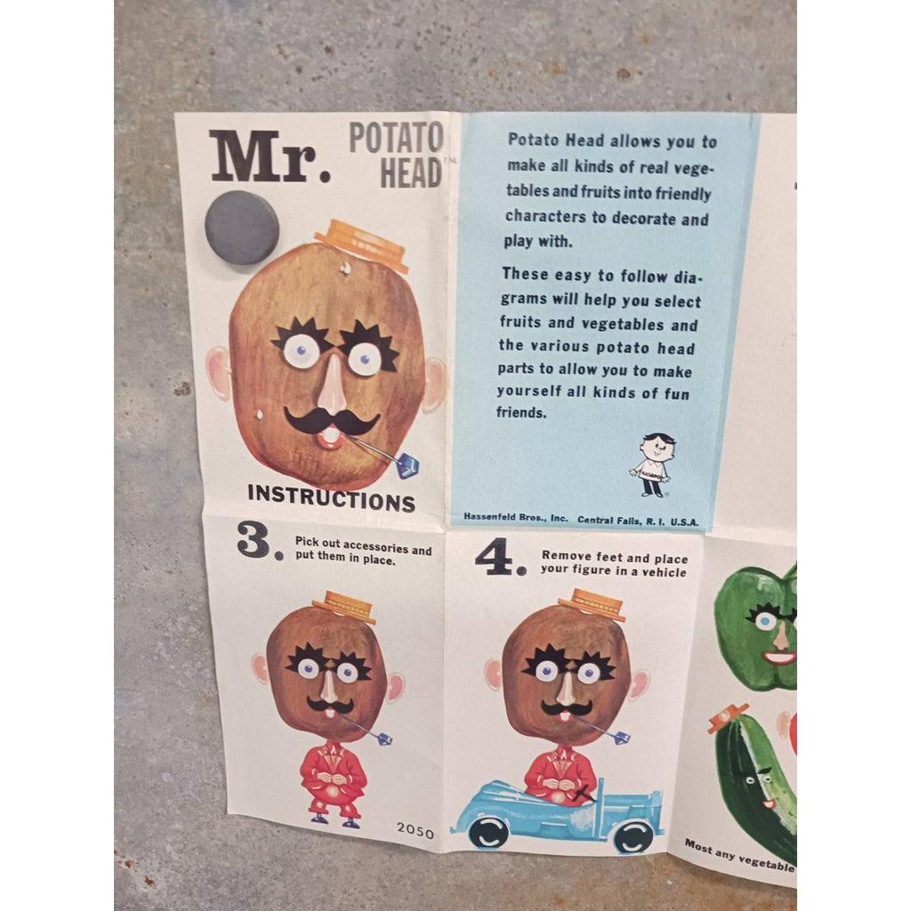1960s Vintage Mr Potato Head Instructions Insert Flyer Vegetables Ephemera