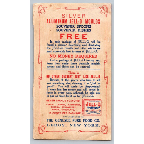 1890s Jell-O Advertising Trade Card Aluminum Molds Genesee Pure Food Co Leroy NY Victorian Chromolithograph Antique Ephemera