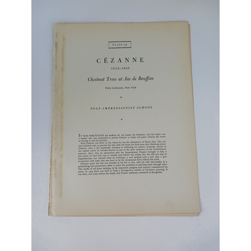 1939 Paul Cézanne Chestnut Trees at Jas de Bouffan Art Print Book Plate