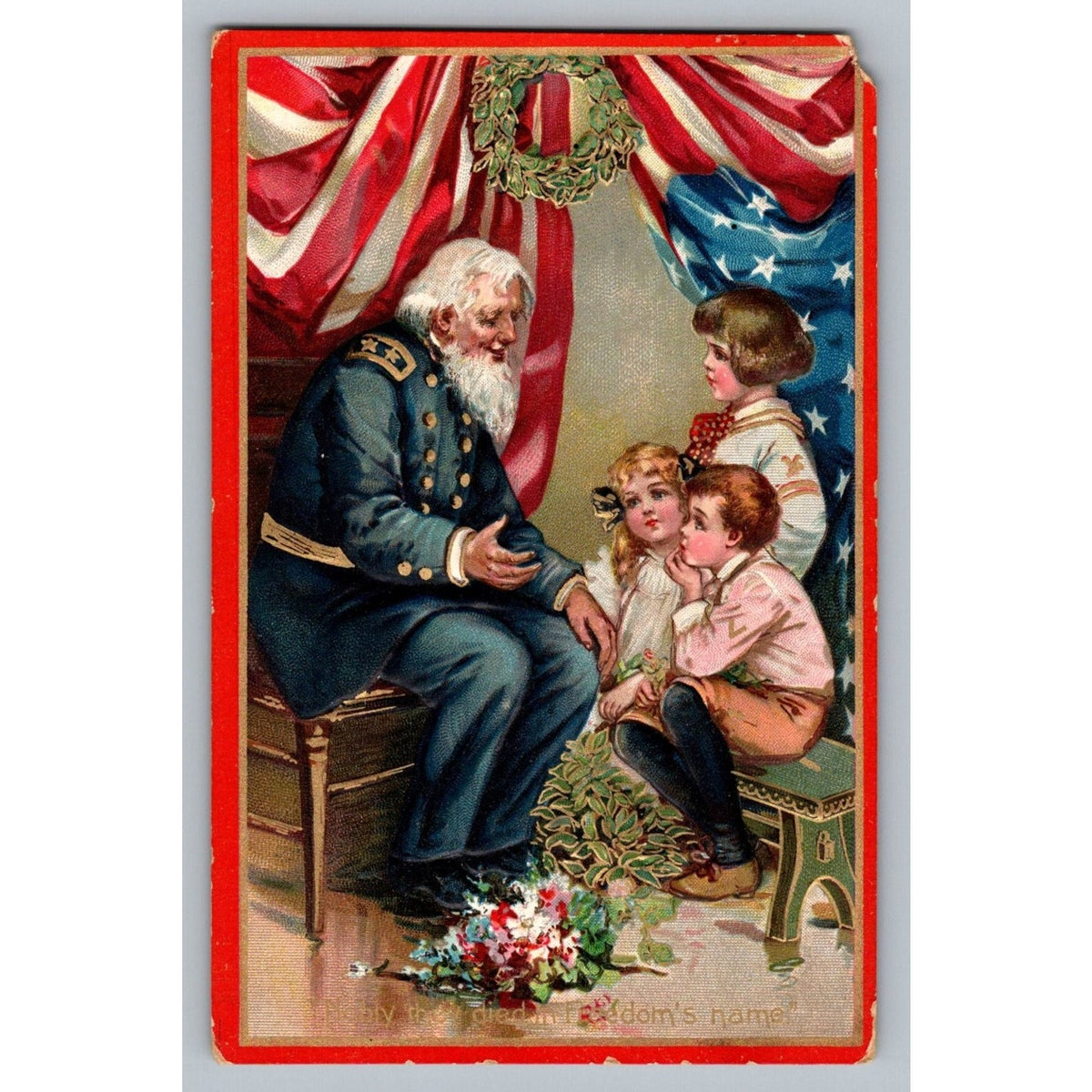 Tuck's Decoration Day Postcard Nobly They Died Civil War Vet Children Brundage