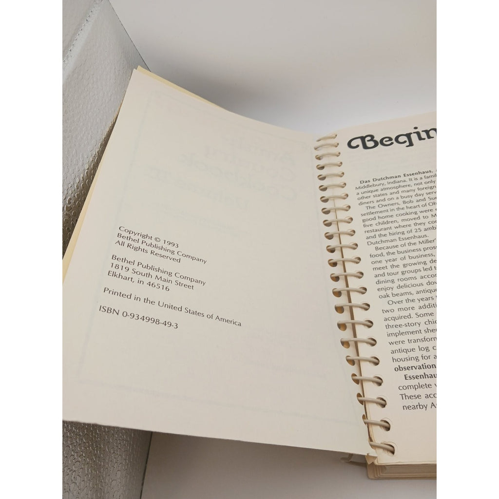 Amish Country Cookbook Volume III Bob & Sue Miller 1993 Spiral Bound Bethel