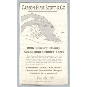1933 Carson Pirie Scott Delettrez Facial Ad 1930s Vintage Beauty Salon Ephemera