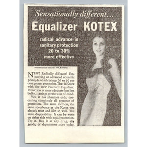 1933 Kotex Equalizer Sanitary Napkin Print Ad Vintage Pretty Woman Ephemera