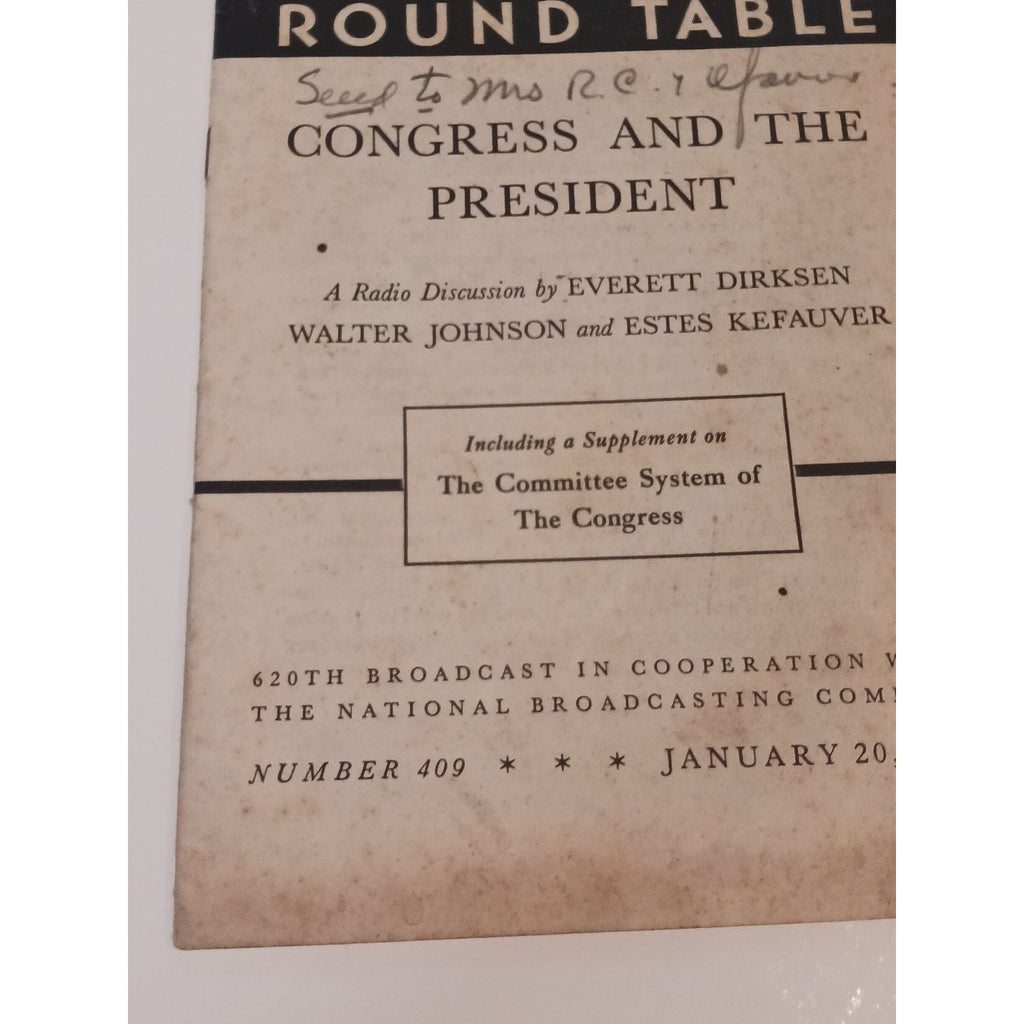 1946 University of Chicago Round Table Radio Transcript Estes Kefauver Congress