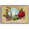 1890s Jersey Coffee Dayton Ohio Victorian Trade Card Winter Scene Rose Violets