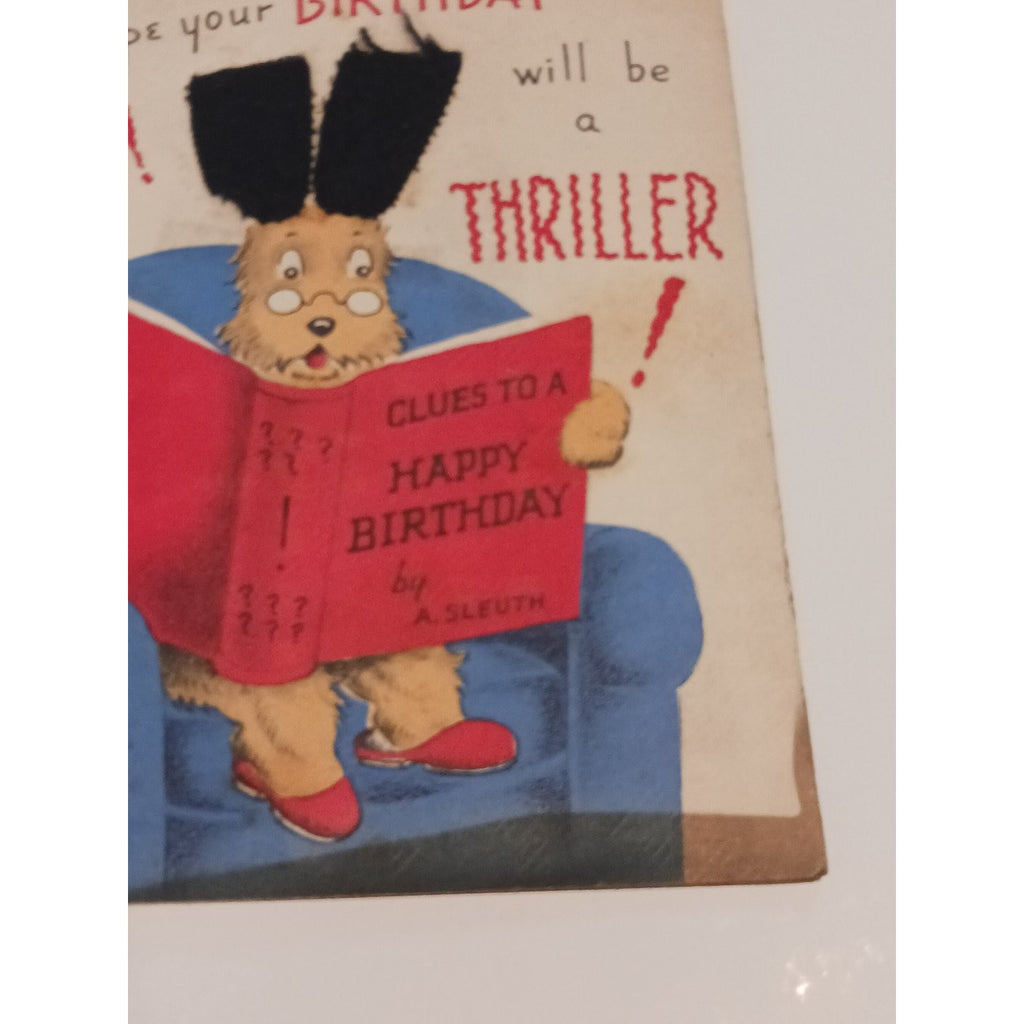 Signed Estes Kefauver 1940s 50s Norcross Dog Birthday Card Detective Thriller