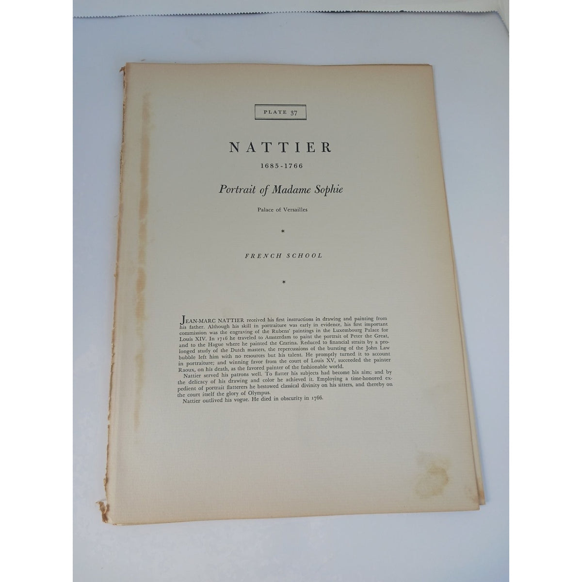 1939 Jean Marc Nattier Portrait of Madame Sophie Lithograph Art Print Book Plate