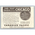 1933 Canadian Pacific Railway Ad Chicago Detroit Toronto Quebec Train Travel