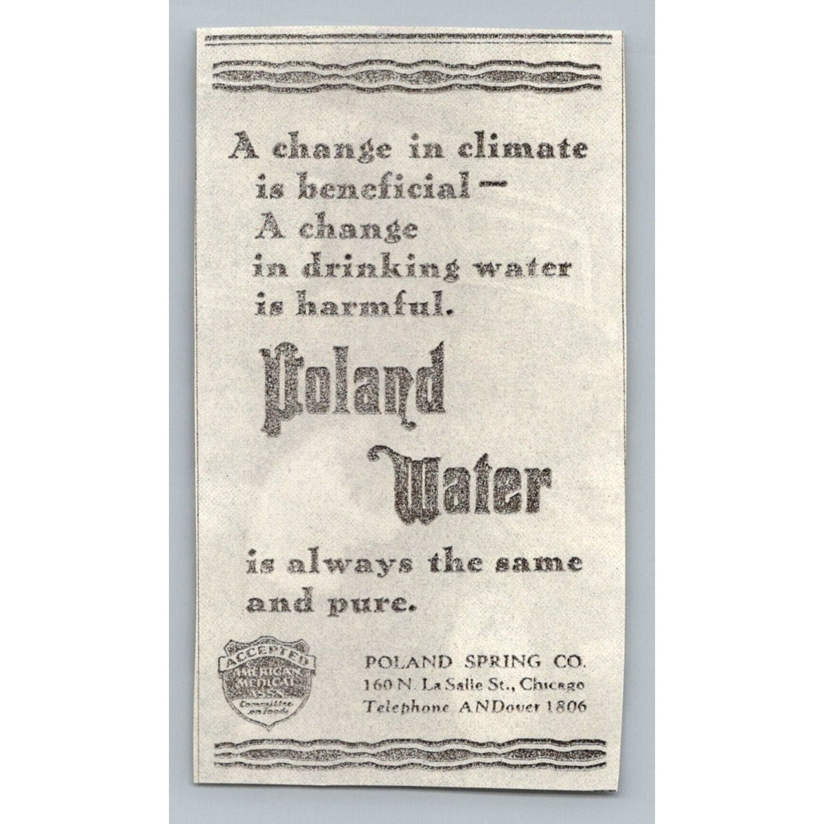 Vintage 1930s Poland Water Chicago Print Ad American Medical Association