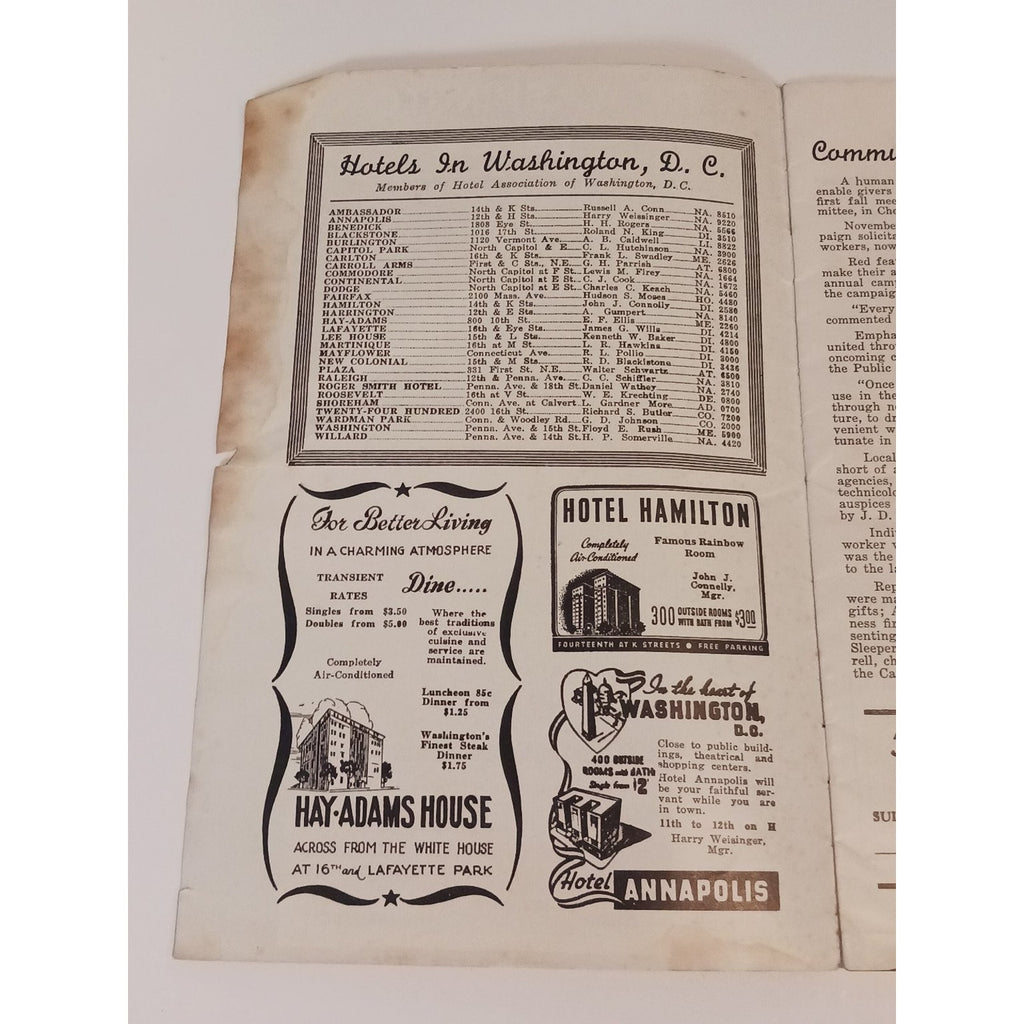 1940 Washington DC Diamond Chatterbox Guide US Capitol Sholl's Cafeterias