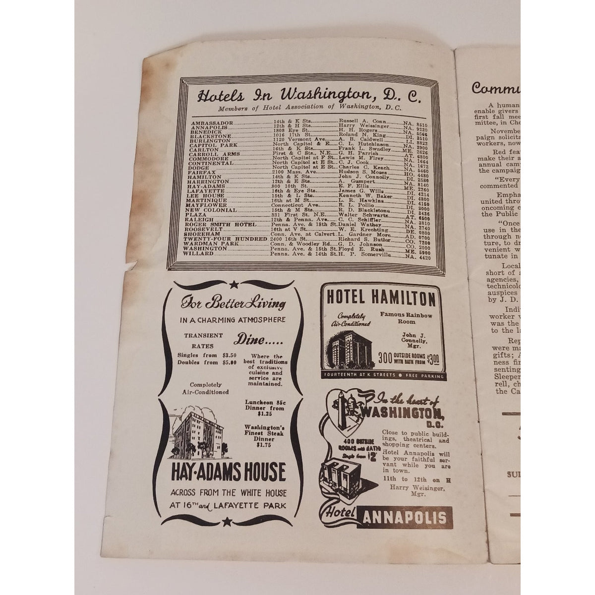 1940 Washington DC Diamond Chatterbox Guide US Capitol Sholl's Cafeterias