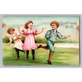 1912 Blind Man's Buff Game Postcard Children Playing Antique German Print