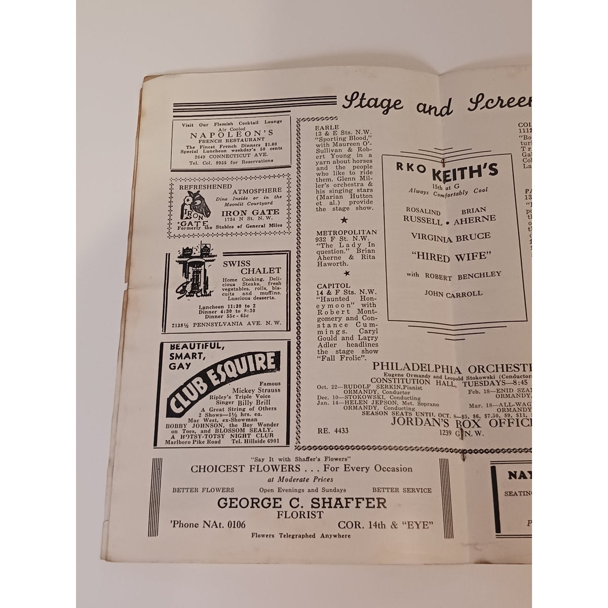 1940 Washington DC Diamond Chatterbox Guide US Capitol Sholl's Cafeterias
