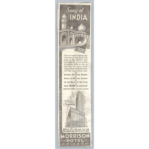1933 Morrison Hotel Chicago World's Fair Song of India Village Print Ad Ephemera