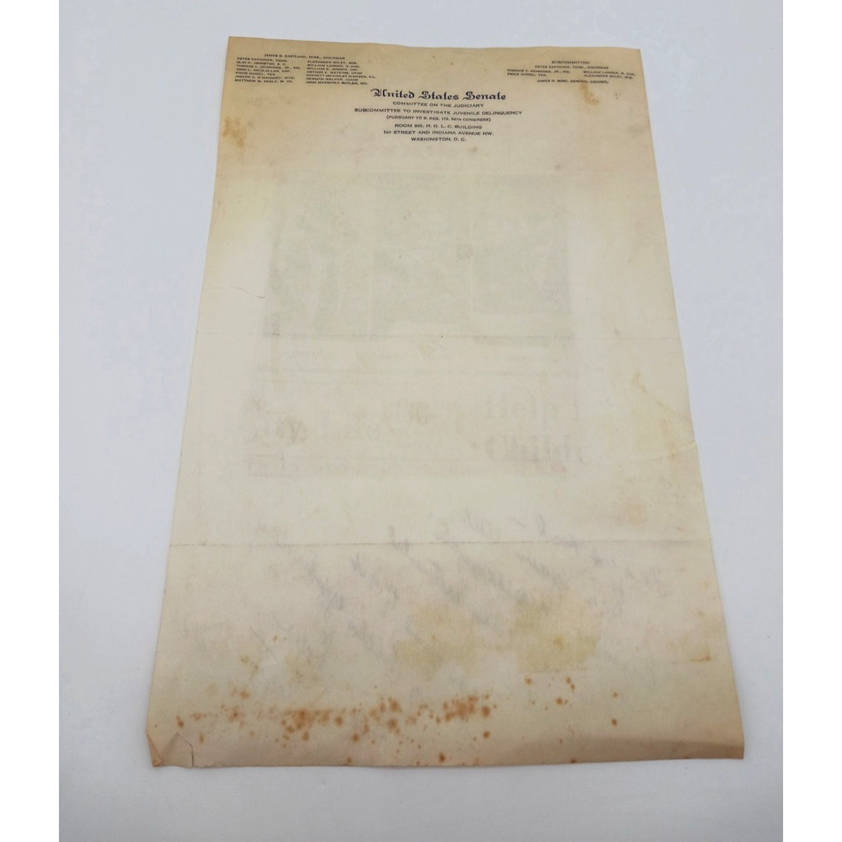 Handwrote Note Signed Estes Kefauver W/ Daughter Newspaper Clipping Sent To Dad