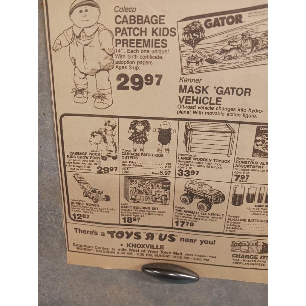 1980s Toys R Us Knoxville Newspaper Ad Cabbage Patch Kids M.A.S.K. Retro Toy