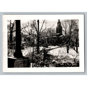 Church Winter Scene 1950s Snapshot Photograph Snow Trees Vernacular Ohio