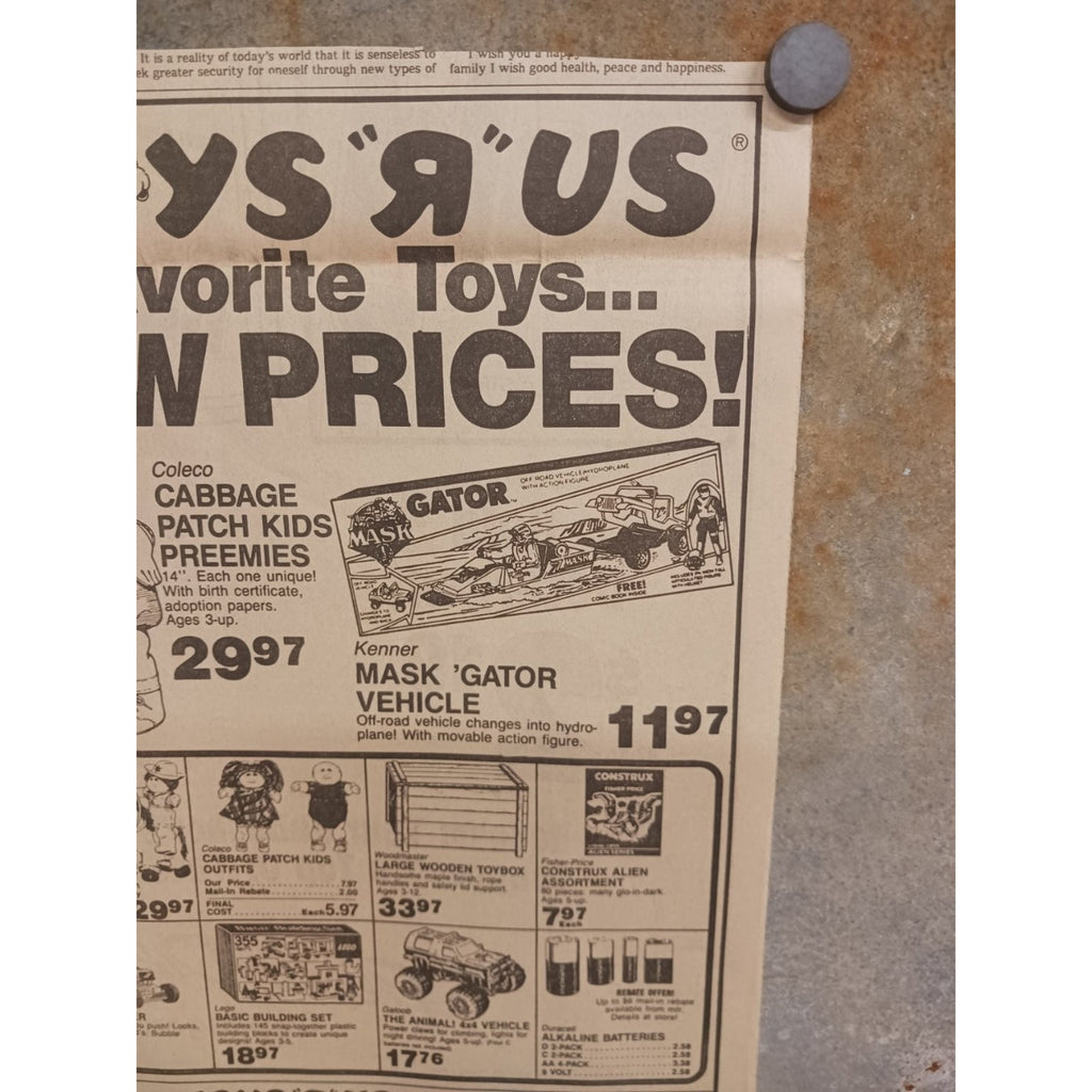 1980s Toys R Us Knoxville Newspaper Ad Cabbage Patch Kids M.A.S.K. Retro Toy