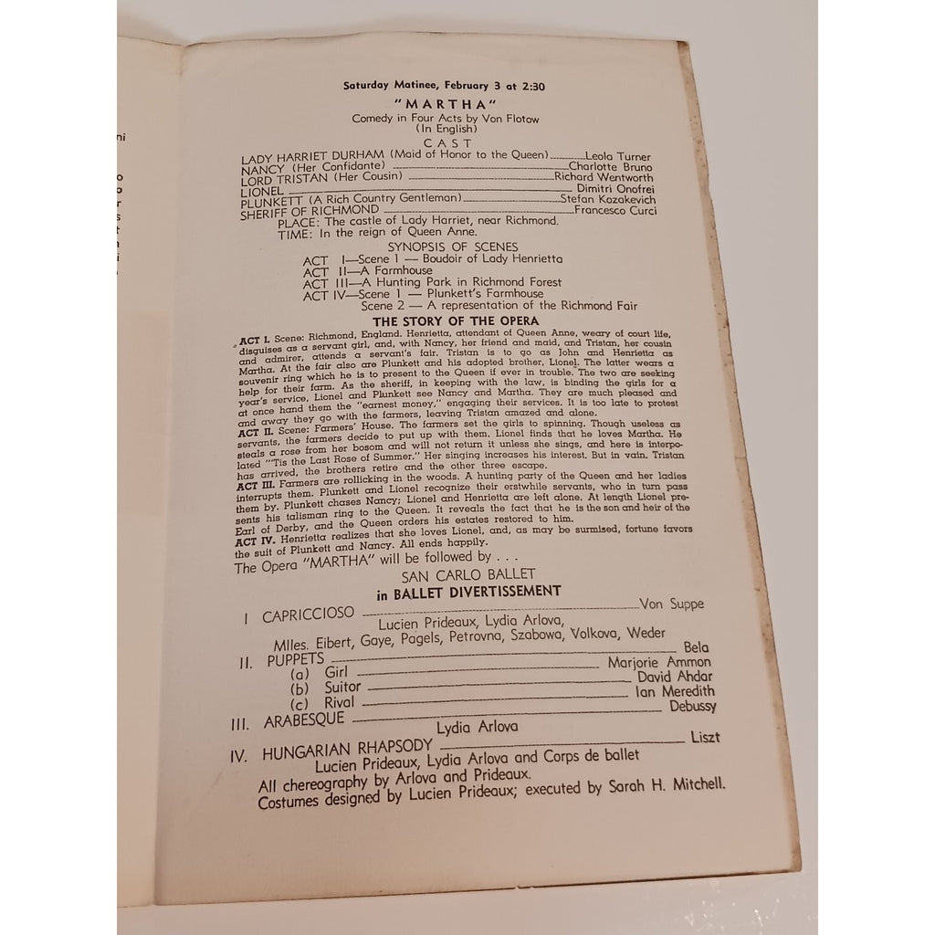 1940 San Carlo Opera Company Program Ellis Auditorium Memphis Verdi Aida