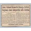 1931 Acidine Indigestion Remedy Ad Lieut. Colonel Heyworth-Savage Walgreens