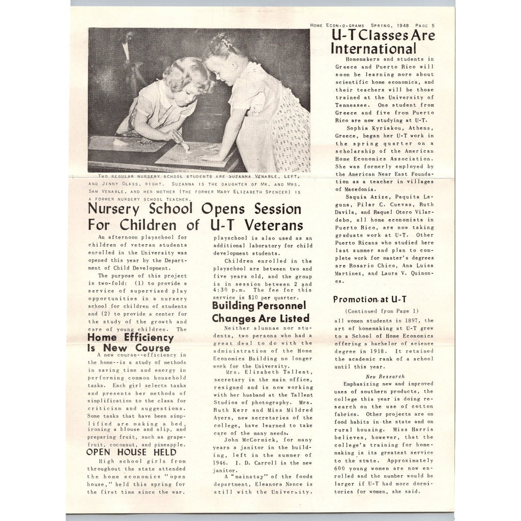 1948 University of Tennessee Home Economics Alumni Newsletter & Envelope UT