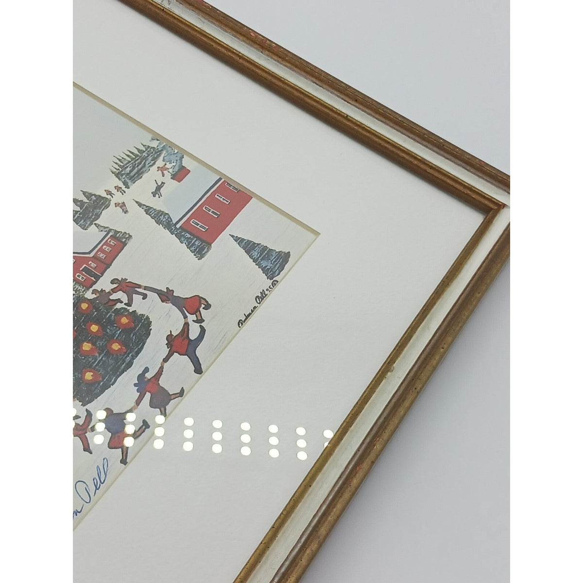 Christmas Winter Rodman Pell Dancing Around Tree Signed Framed Matted Print